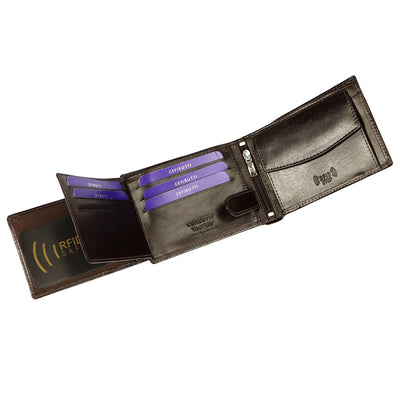 Portofel barbati din piele naturala GPB527, Cafeniu - cu Protectie RFID 4