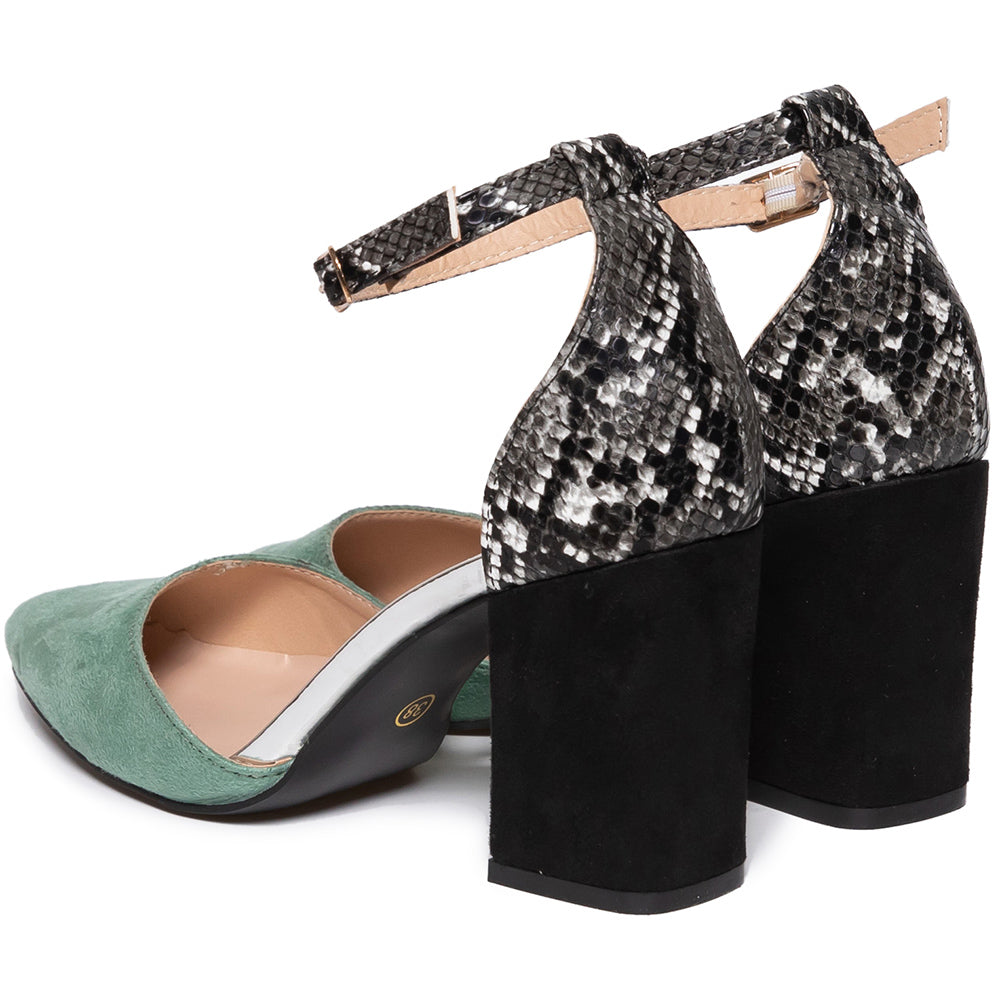 Pantofi dama Ariella, Negru/Verde 4