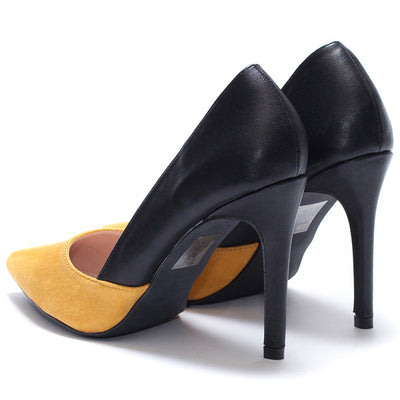 Pantofi dama Aubree, Negru/Galben 4