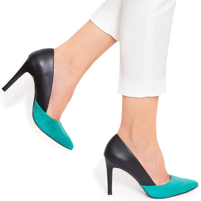 Pantofi dama Aubree, Negru/Verde 1