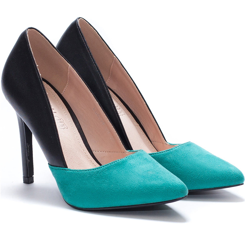 Pantofi dama Aubree, Negru/Verde 2