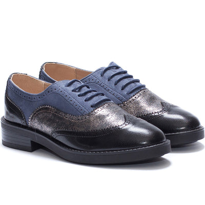Pantofi dama Claudette, Negru/Bleu 2