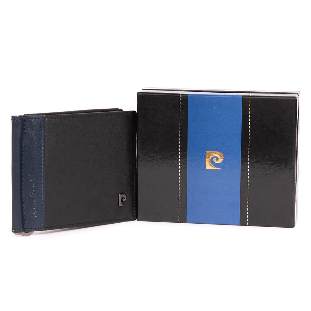Pierre Cardin | Port card barbati din piele naturala GPB075, Negru/Albastru - cu Protectie RFID 2