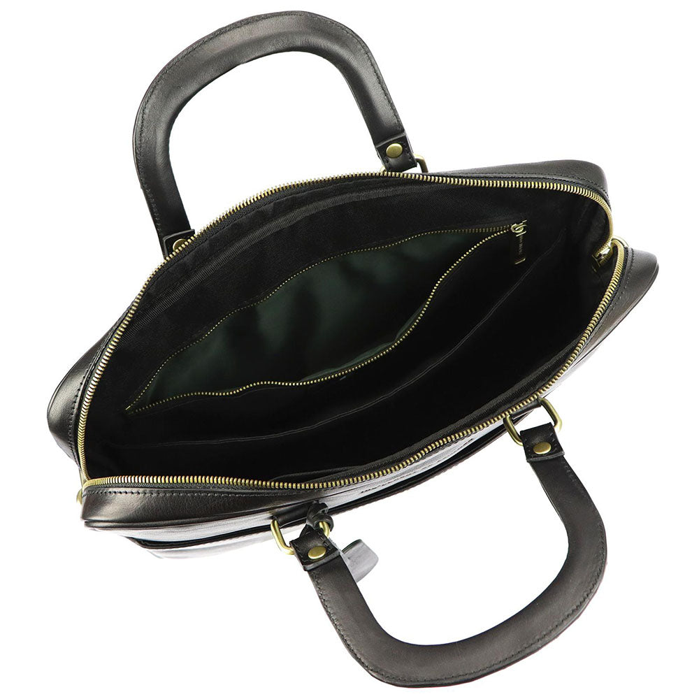 Servieta barbati din piele naturala GS586, Negru 5