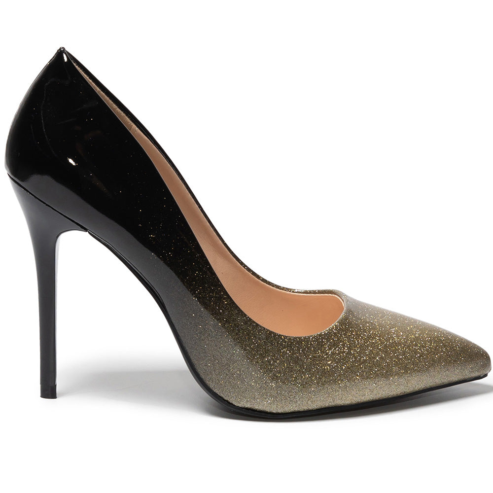 Pantofi dama Nasyra, Negru/Auriu 3