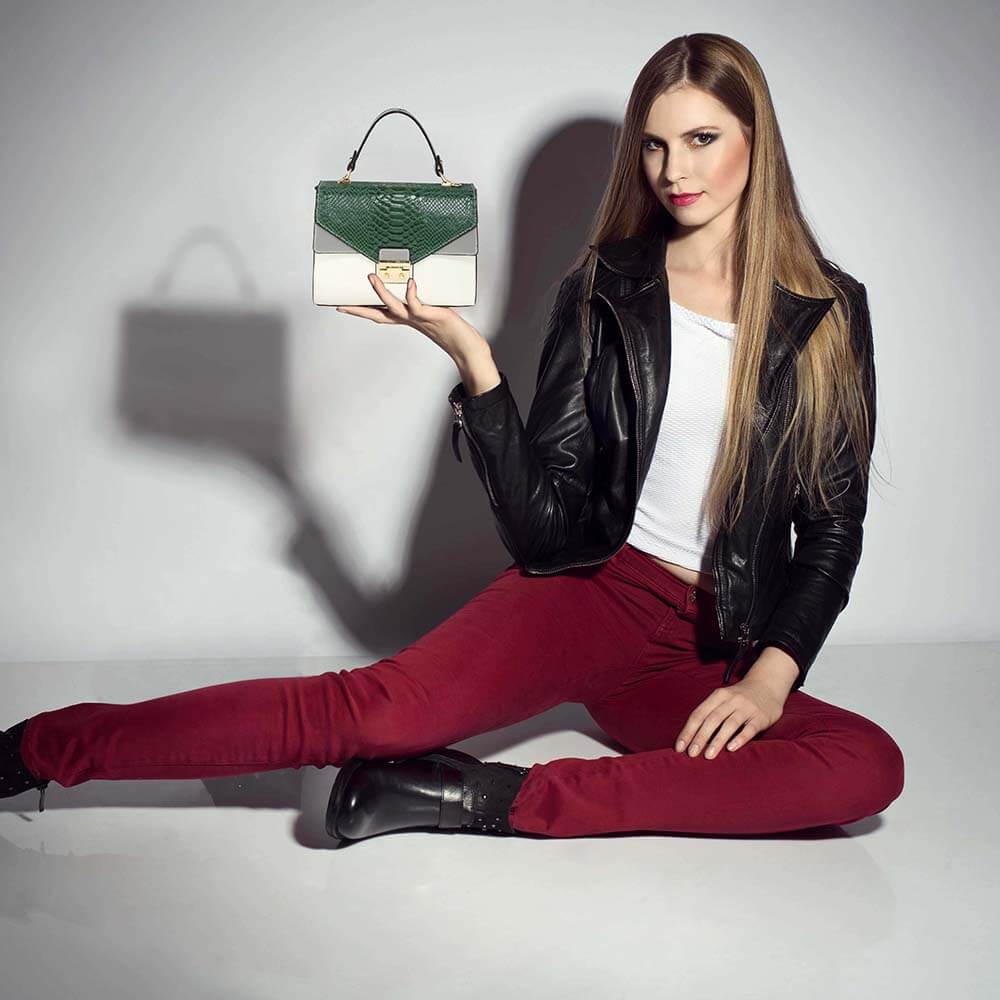 Geanta dama Rhonda, Verde/Alb 6